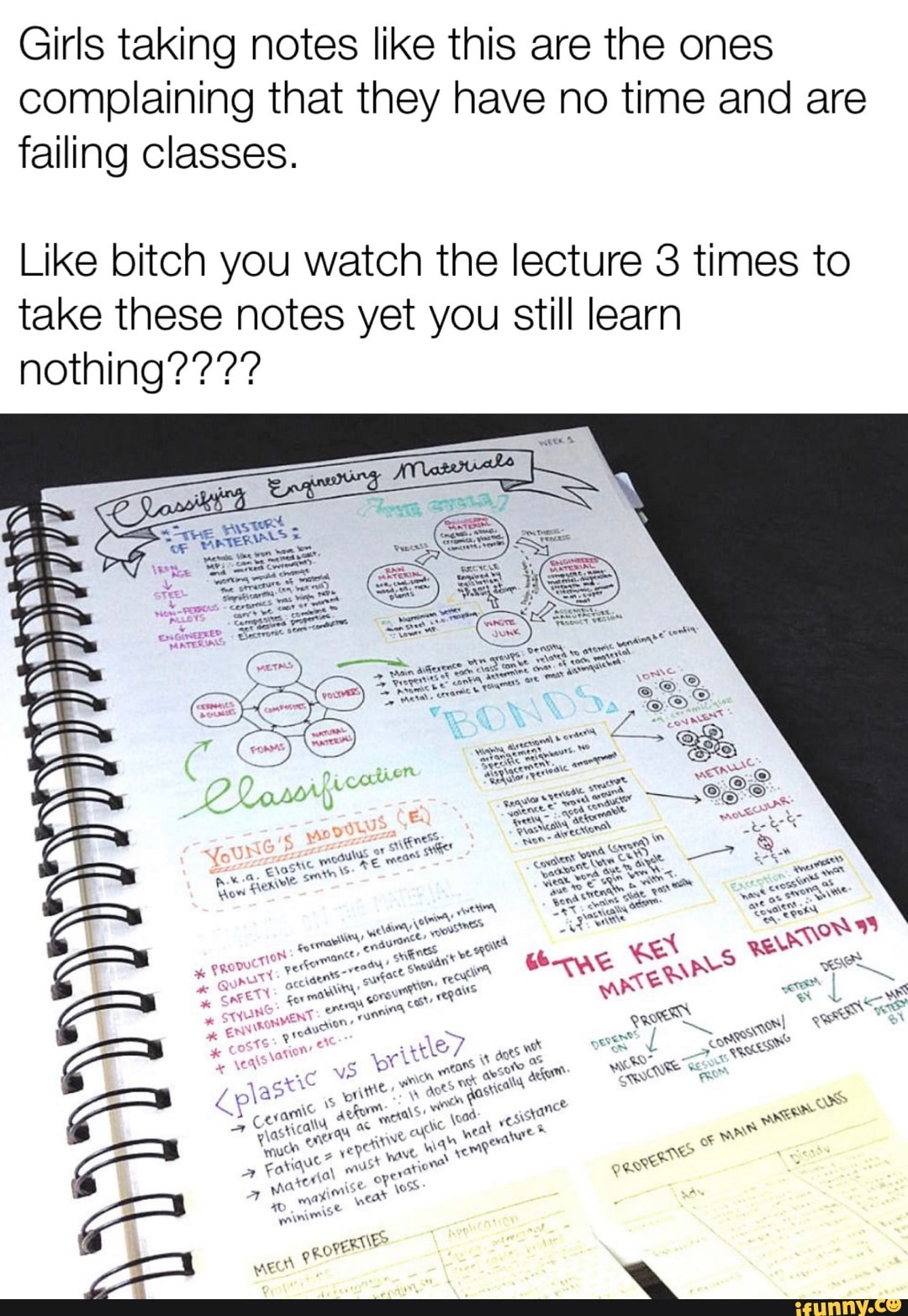 Girls taking notes like this are the ones complaining that they have no ...