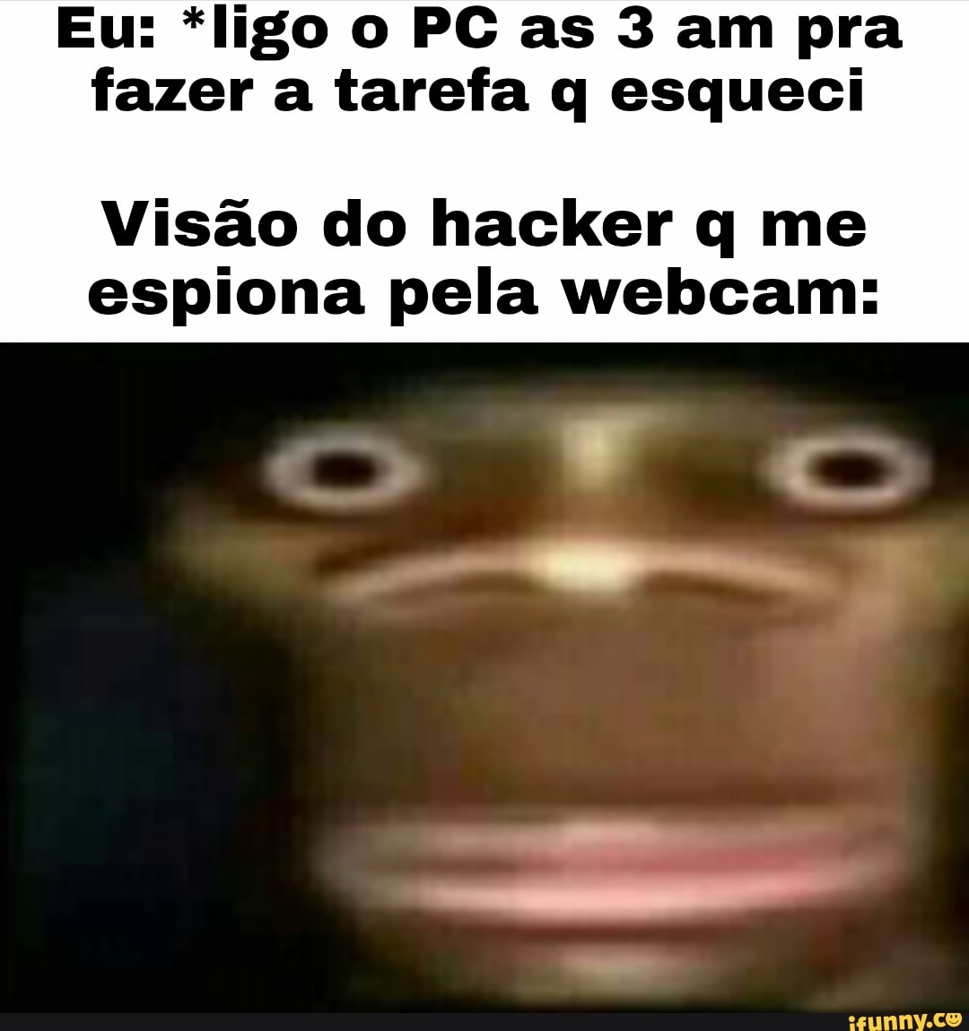 Eu: *ligo o PC as 3 am pra fazer a tarefa q esqueci
Visão do hacker q me espiona pela webcam: