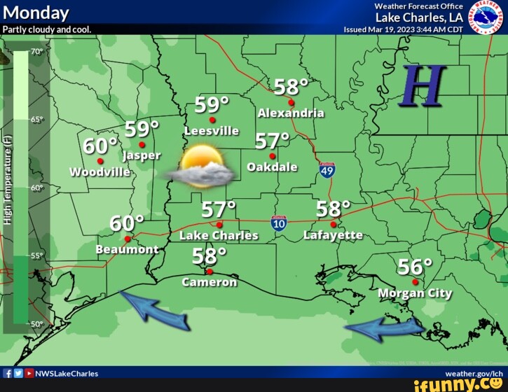 Weather Forecast Office Monday Lake Charles, LA Partly cloudy and cool