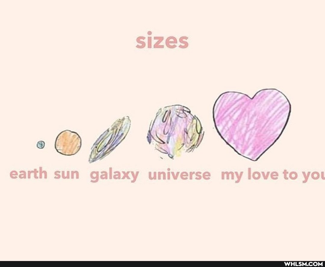 sizes
earth sun galaxy universe my love to you