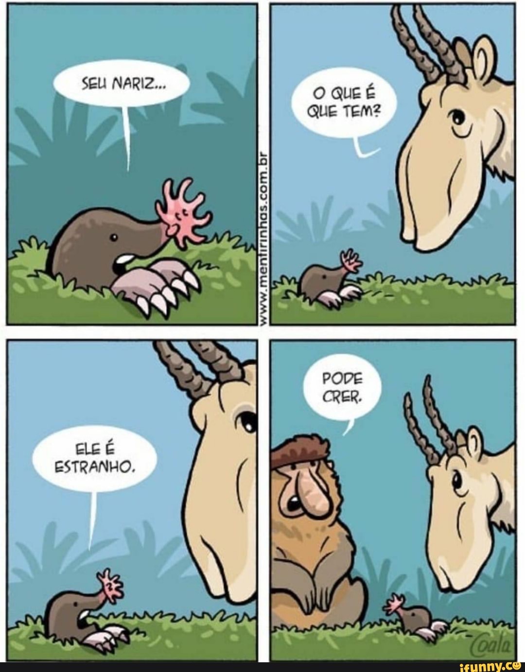 SEU NARIZ
O QUE É QUE TEMZ
ELE É ESTRANHO.
