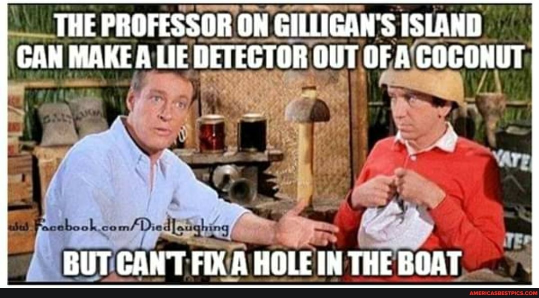 THE PROFESSOR ON GILLIGAN'S ISLAND CAN MAKEA LIE DETEGTOR OUT OF A COCONUT SS BUT CANT FIX A HOLE IN THE BOAT - America's best pics and videos