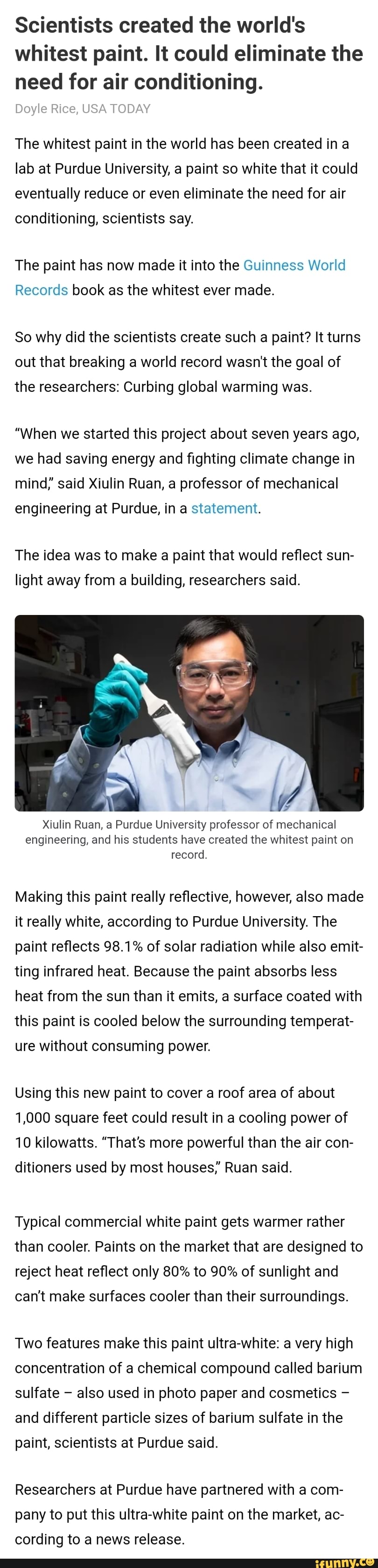 Researchers Create UltraWhite Paint, Cools Buildings by Reflecting