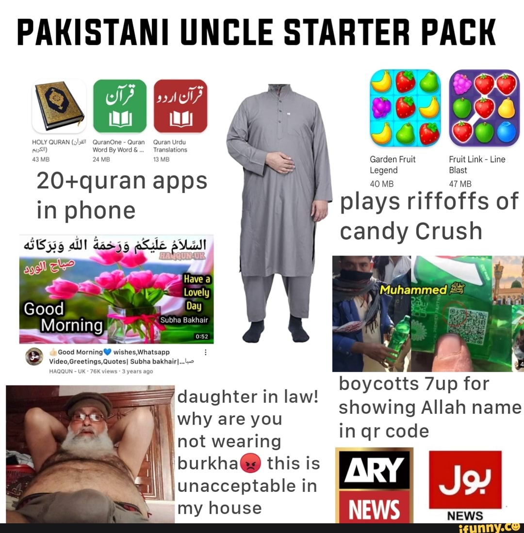 PAKISTANI UNCLE STARTER PACK QuranOne Garden Fruit Fruit Link - Line Legend  Blast plays riffoffs of apps