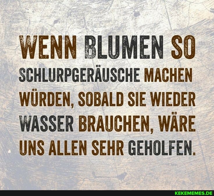 WENN BLUMEN SCHLURPGERAUSCHE MACHEN WÜRDEN, SOBALD SIE WIEDER WASSER BRAUCHEN, WÄRE UNS ALLEN SEHR GEHOLFEN.