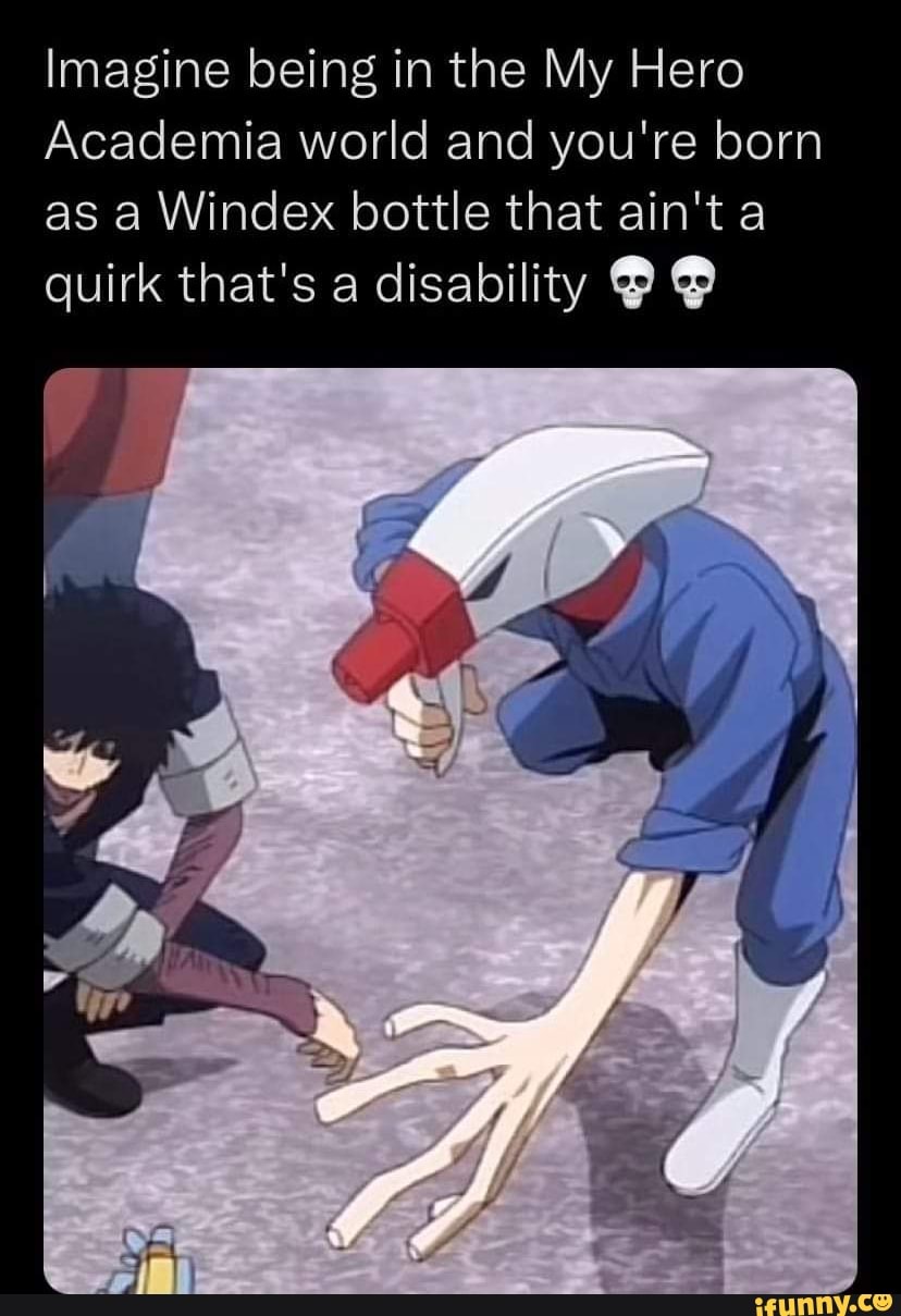 Imagine being in the My Hero Academia world and you're born as a Windex
