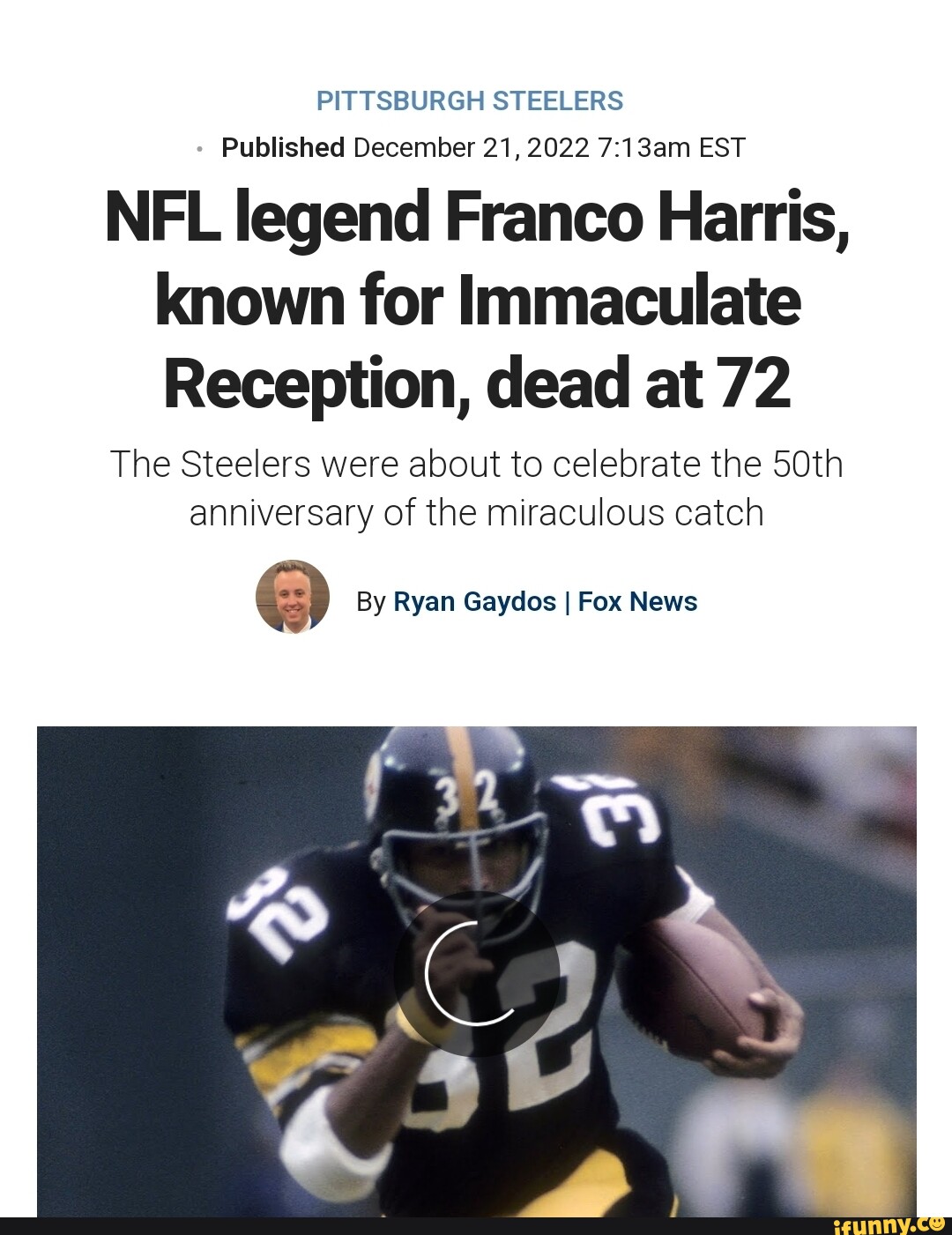 Franco Harris: 'Immaculate Reception' anniversary for legendary