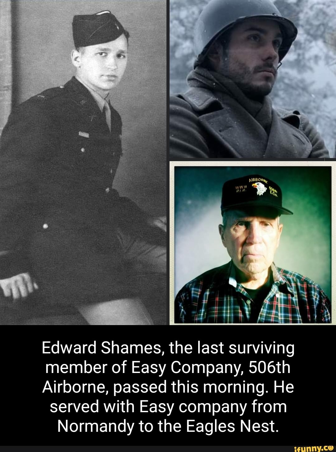 Edward Shames, the last surviving member of Easy Company, 506th