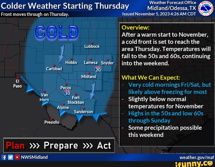 Colder Weather Starting Thursday Front moves through on Thursday