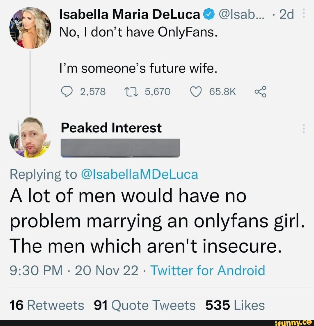 Isabella Maria DeLuca @lsab... No, I don't have OnlyFans. I'm someone's