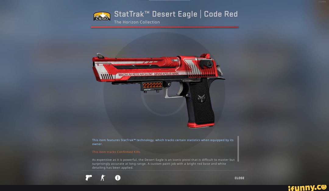 Fps Aswy Desert Eagle I Code Red The Horizon Collection This Item Features Technology Which Tracks Certain Statistics When Equipped By Its Owner This Item Tracks Confirmed Kills As Expensive As It