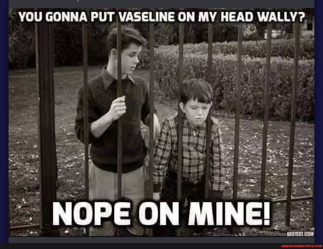 YOU GONNA PUT VASELINE ON MY HEAD WALLY?
HOPE ON MINE!