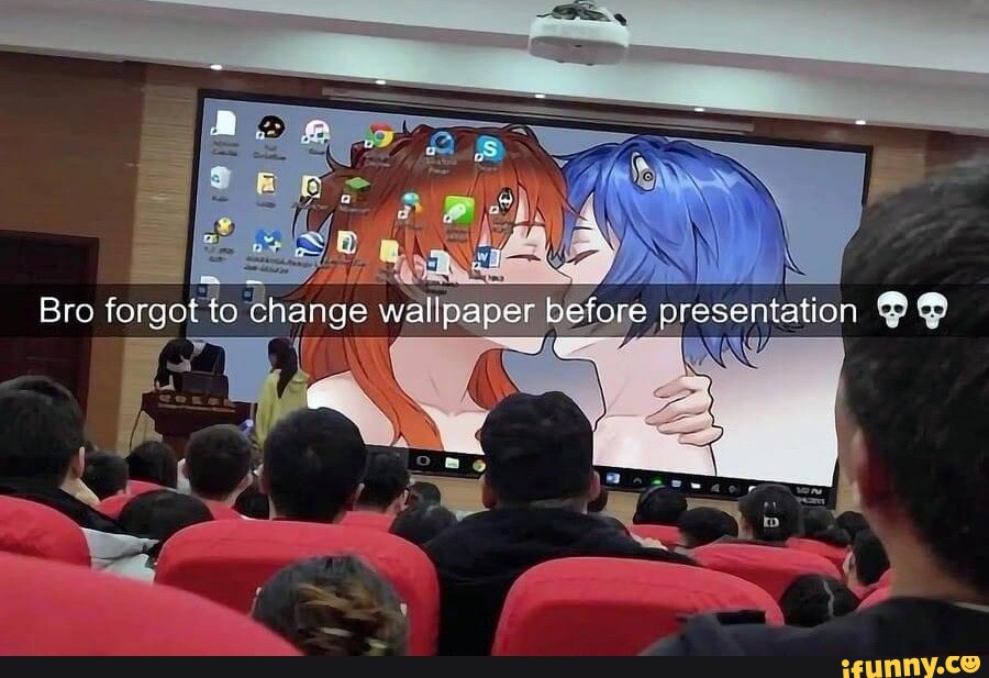 Boy Forgot To Remove Anime Wallpaper During A Class Presentation