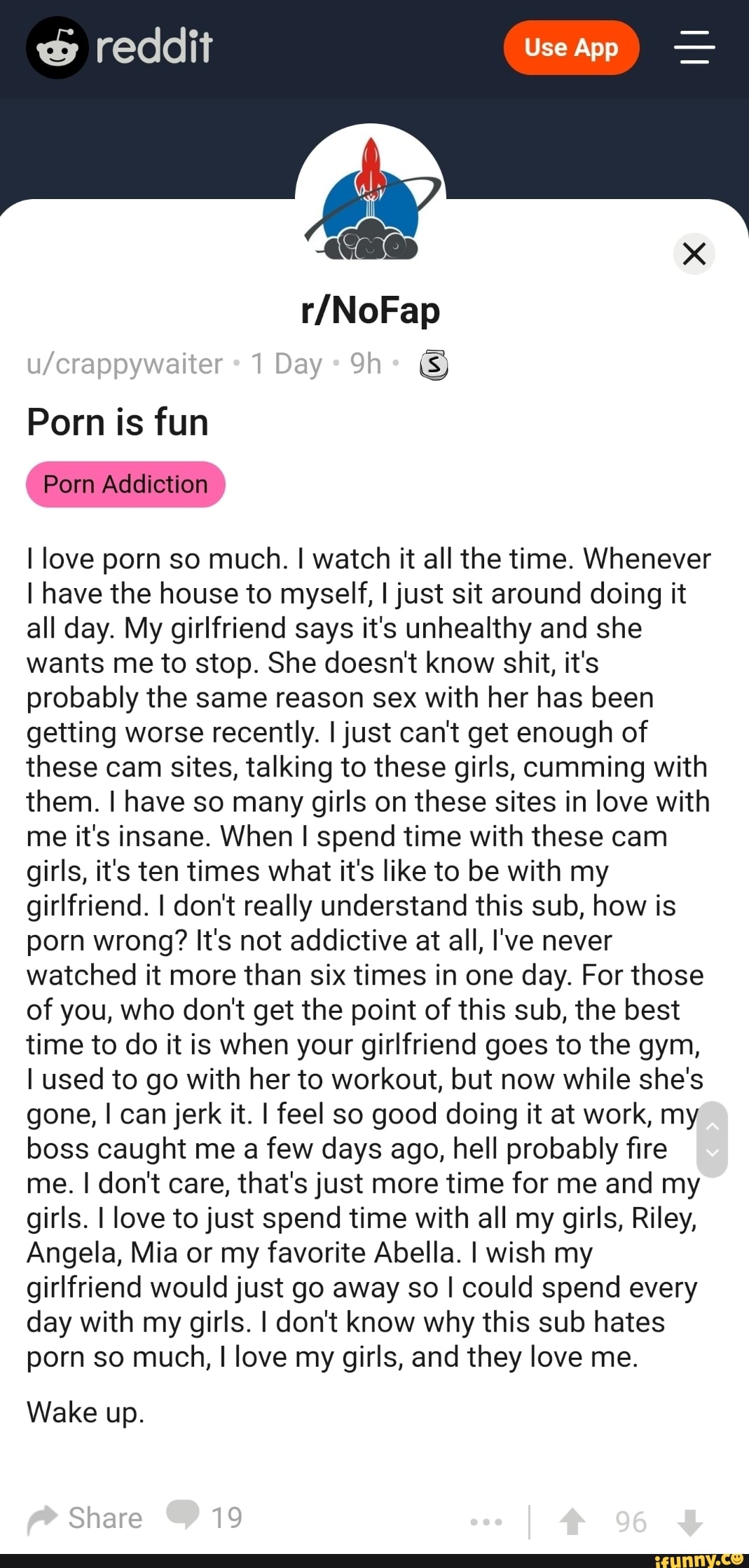 Porn is fun Porn Addiction I love porn so much. I watch it all the time ...