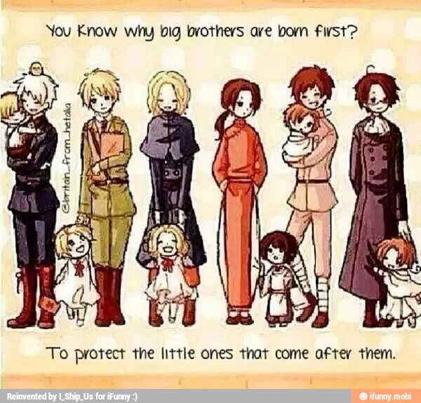 Nou Know why big brothers are bom first?
To protect the little ones that come aftey them.