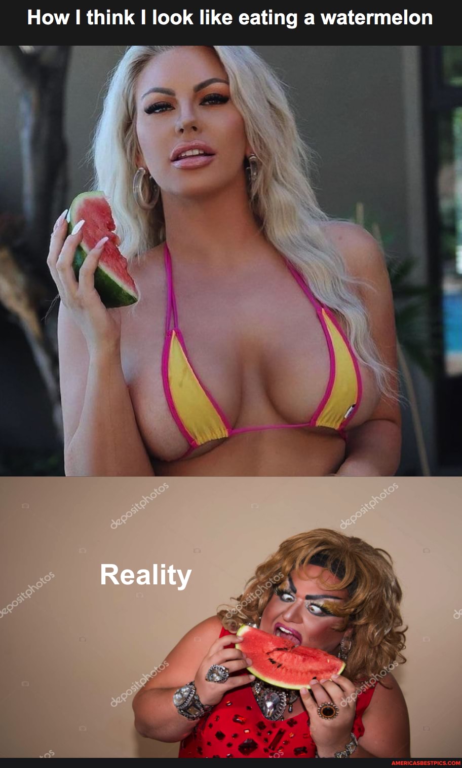 How I think look like eating a watermelon
Reality