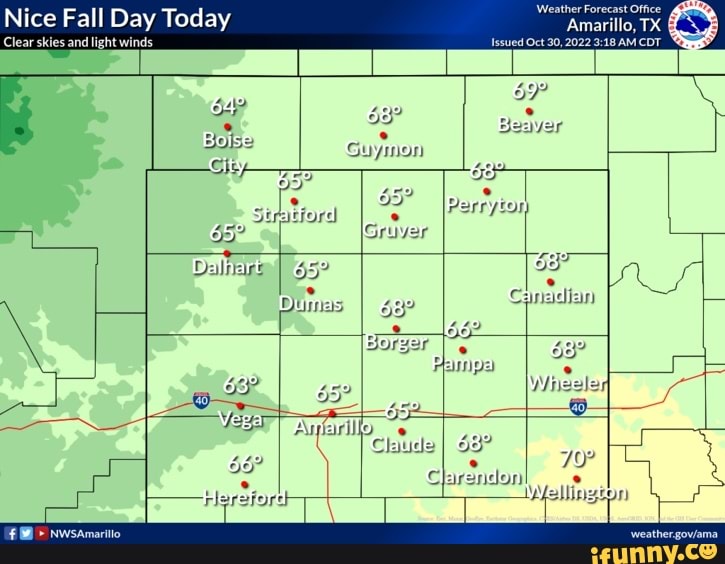 Weather Forecast Office Nice Fall Day Today Amarillo, TX Issued Oct 30, AM CDT. Clear skies and