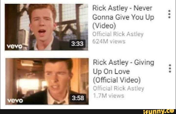 Rick Astley Never Gonna Give You Up Video Official Rick A Stley Rick Astley Giving Up On Love 2291