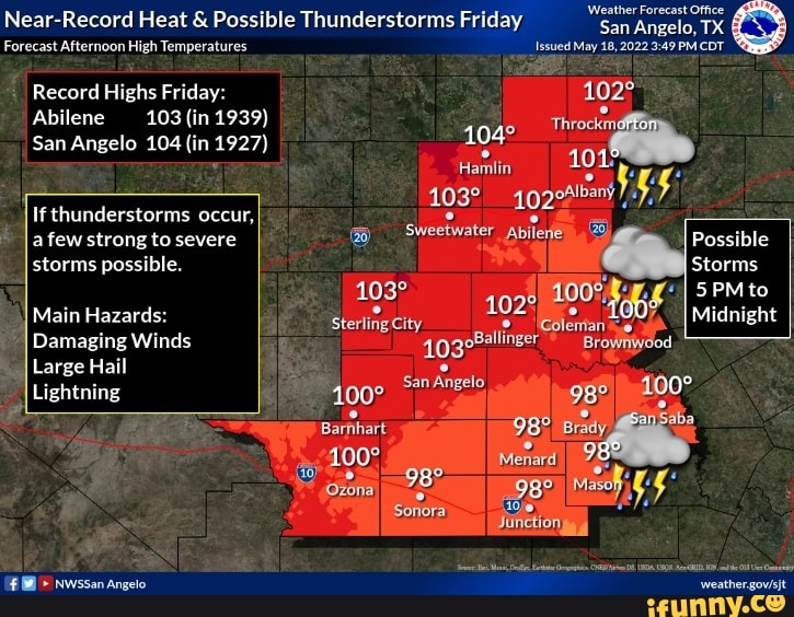 Weather Forecast Office Record Heat & Possible Thunderstorms Friday San ...