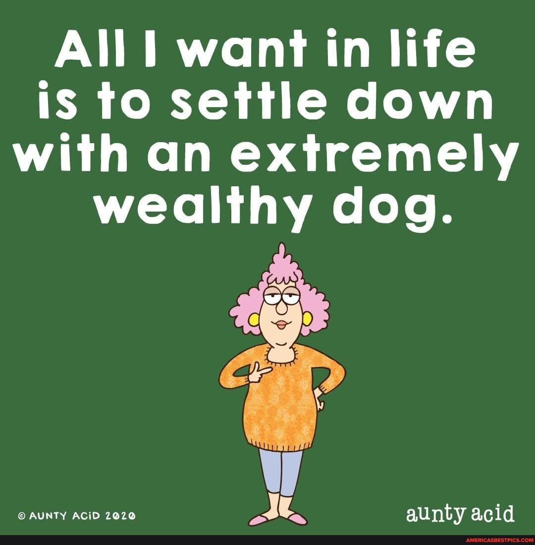 All want in life is to settle down with an extremely wealthy dog.
ww
AUNTY 2020
aunty acid