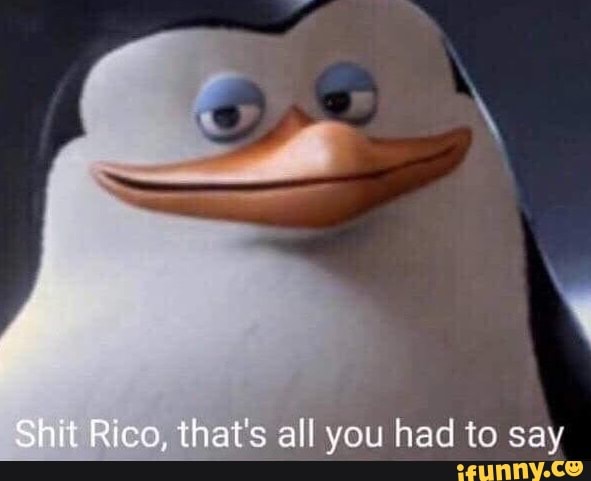 Shit Rico, that's all you had to say