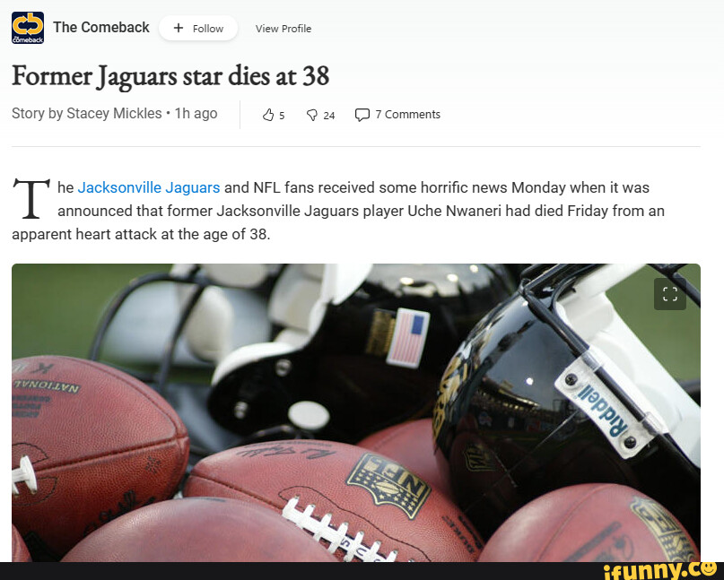 Former Jacksonville Jaguars Player Uche Nwaneri Found Dead at 38