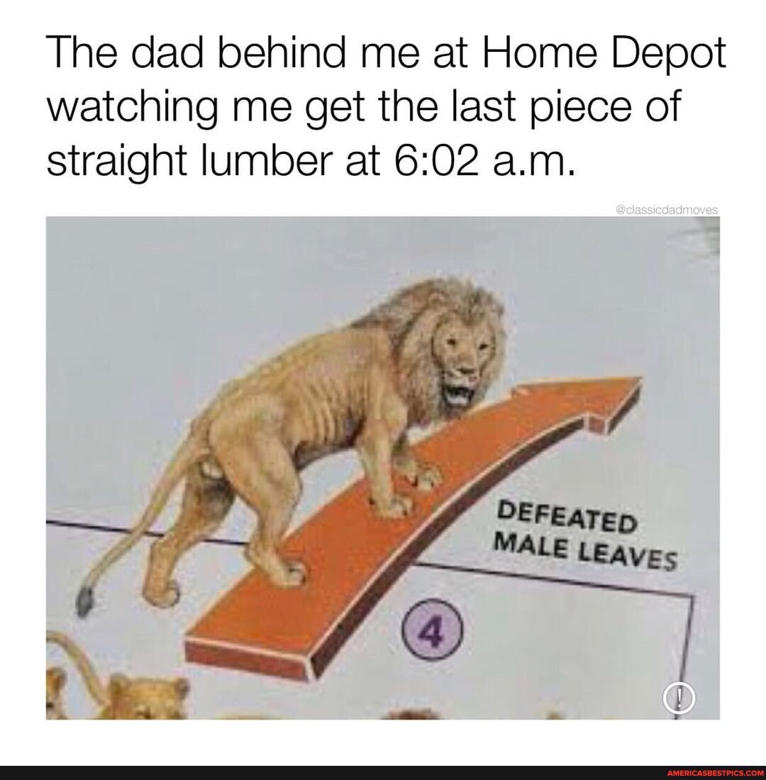 The dad behind me at Home Depot watching me get the last piece of straight lumber at a.m.
