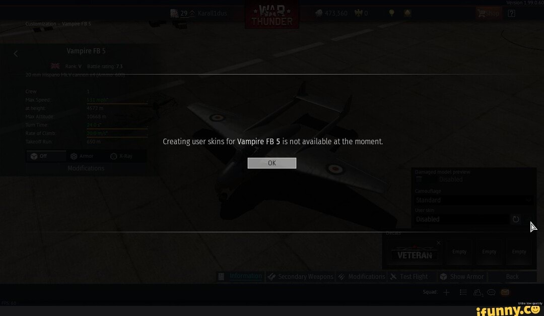 Creating user skins for Vampire FB 5 is not available at the moment.