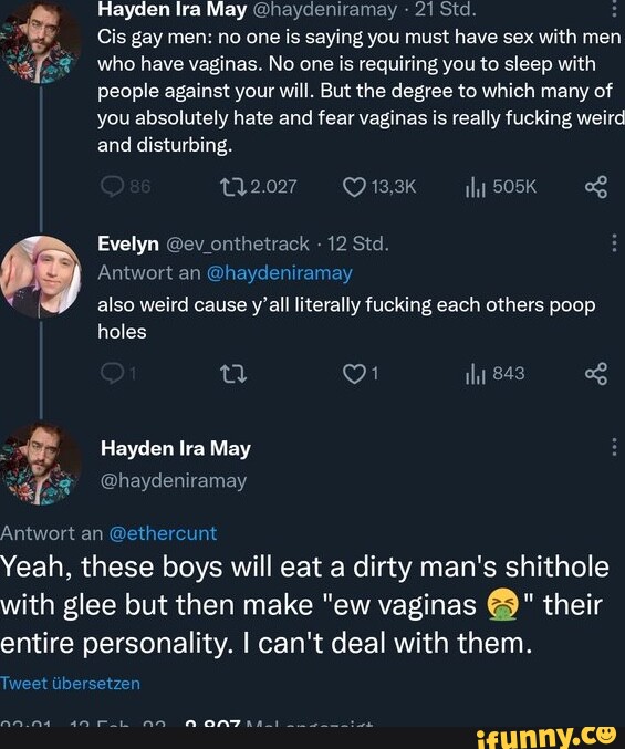 Hayden Ira May @haydeniramay 21 Std. Cis gay men: no one is saying you ...