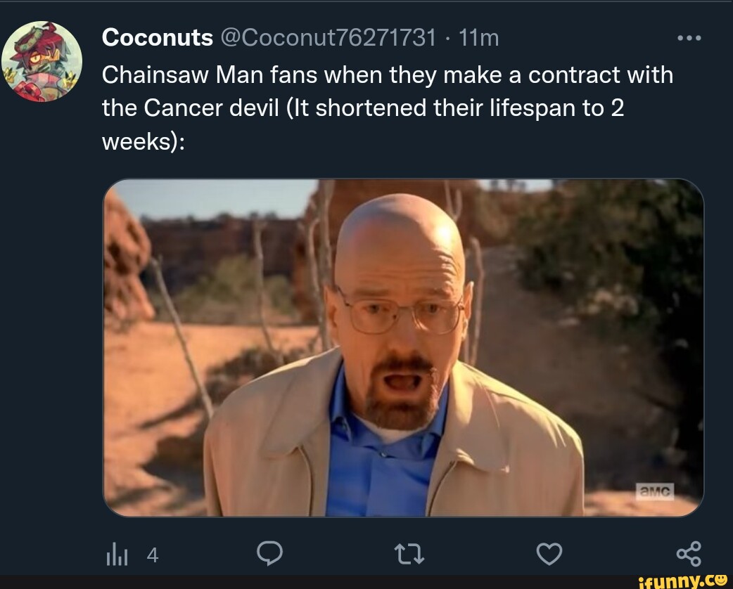 Coconuts Chainsaw Man fans when they make a contract with the Cancer ...