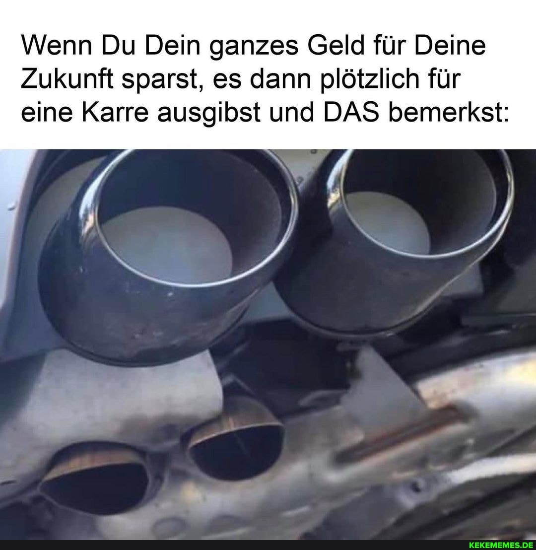 Wenn Du Dein ganzes Geld für Deine
Zukunft sparst, es dann plötzlich für eine Karre ausgibst und DAS bemerkst: