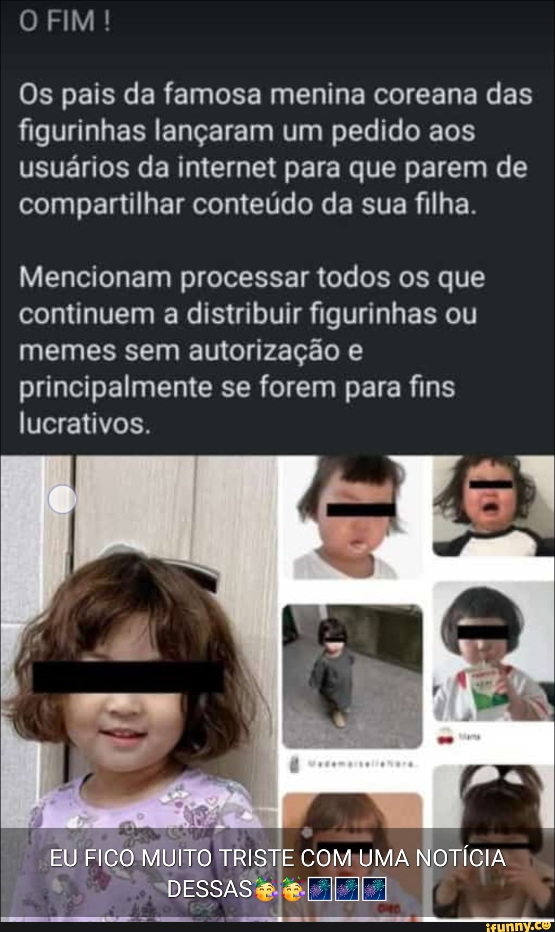 Fim Os Pais Da Famosa Menina Coreana Das Figurinhas Lancaram Um Pedido Aos Usuarios Da Internet