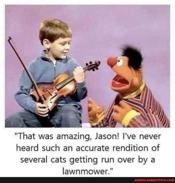 "That was amazing, Jason! I've never heard such an accurate rendition of
several cats getting run over by a