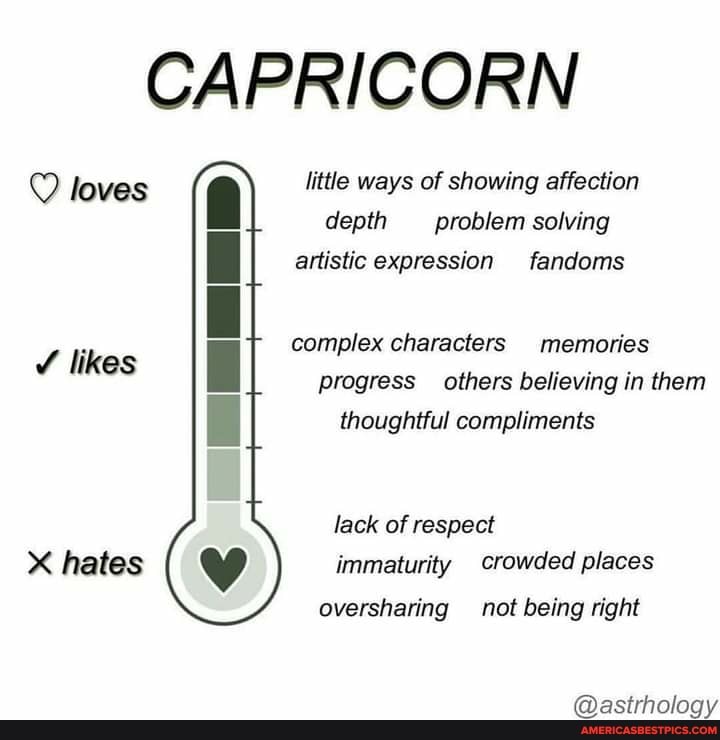 CAPRICORN
loves little ways of showing affection depth problem solving artistic expression fandoms
complex characters memories progress others believing in them
likes
thoughtful compliments
lack of respect
X hates immaturity crowded places oversharing not being right
@asitrhology