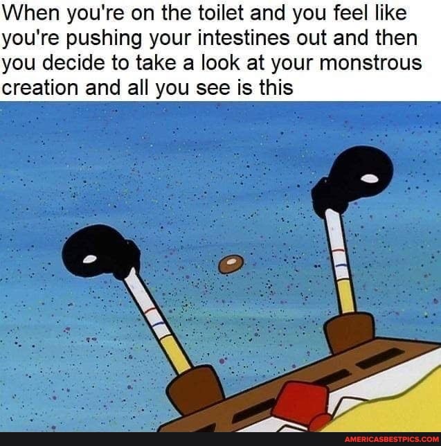 When you're on the toilet and you feel like you're pushing your intestines out and then you decide to take a look at your monstrous creation and all you see is this