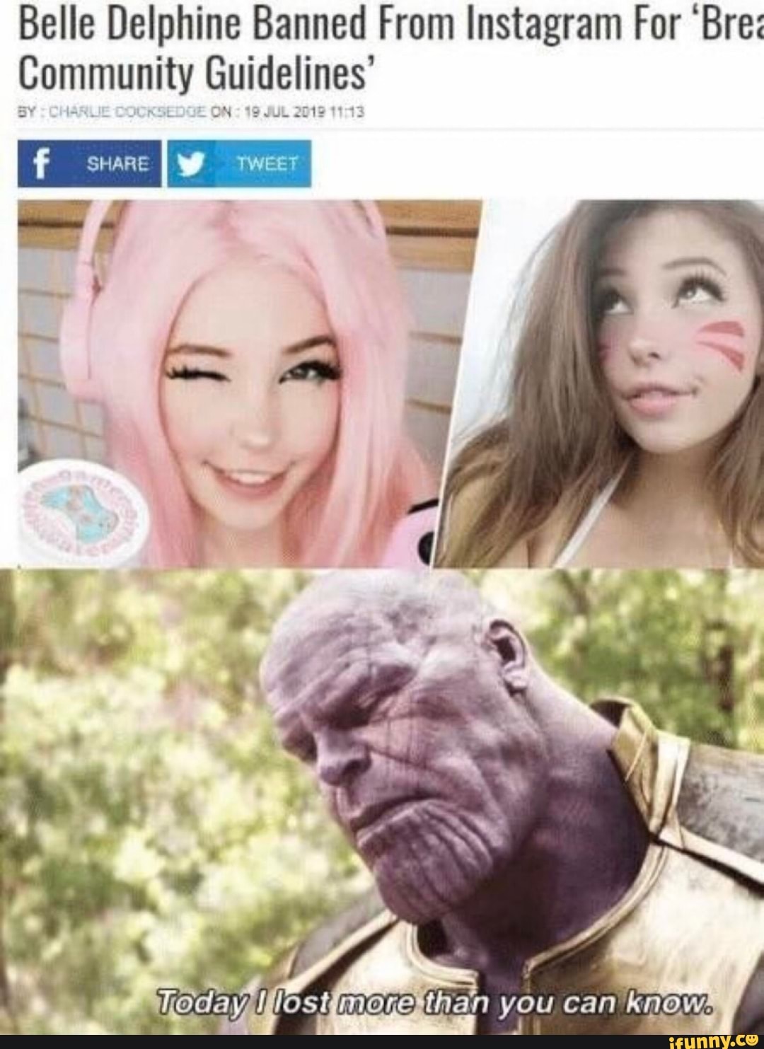 Belle Delphine Is Banned From Instagram 