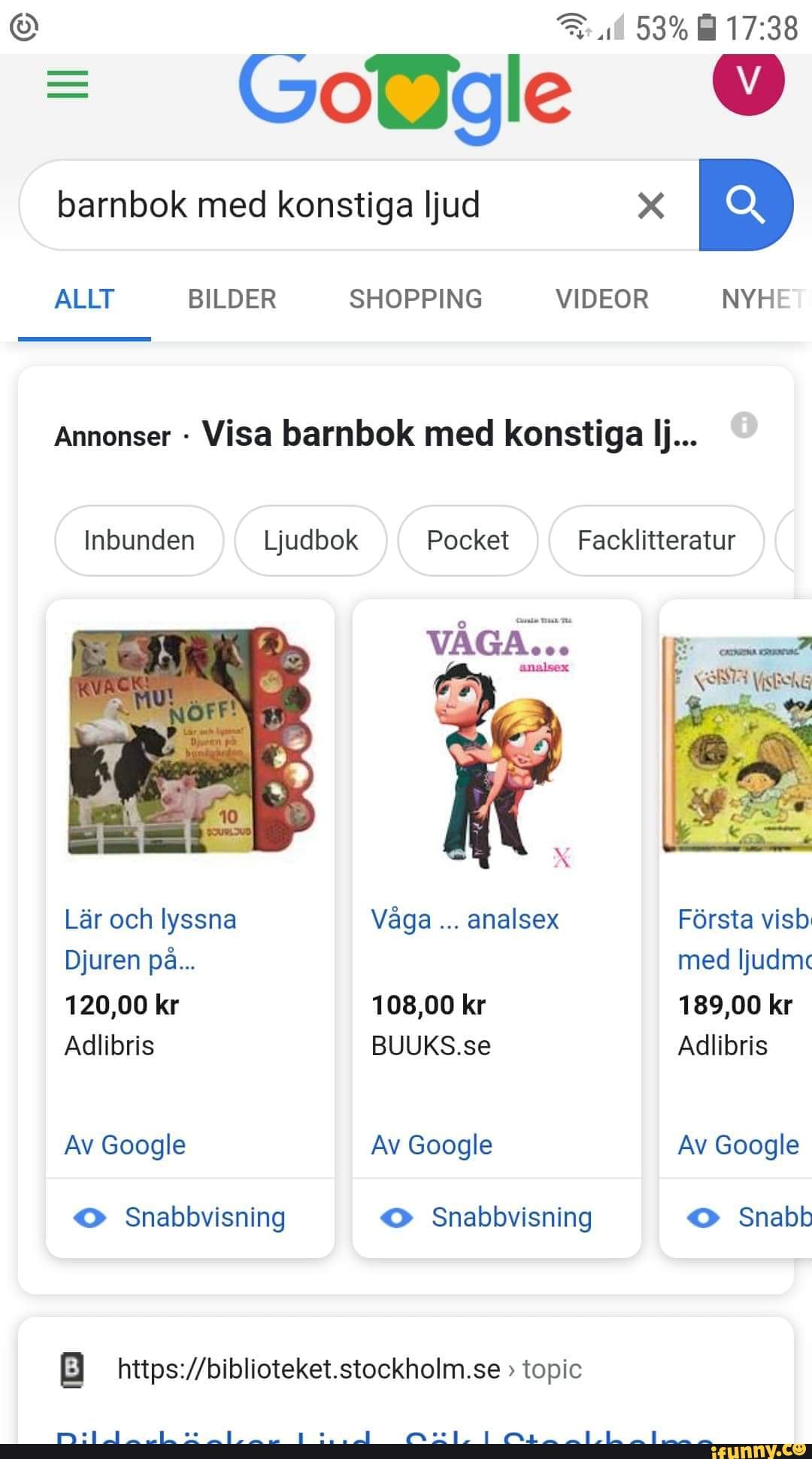 Golgle
barnbok med konstiga Ijud x
Annonser Visa barnbok med konstiga Jj...
Inbunden Ljudbok Pocket Facklitteratur
Av Google Av Google
Av Google
