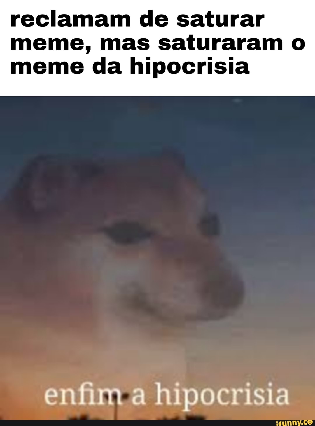 reclamam de saturar
meme, mas saturaram o
meme da hipocrisia
enfim a hipocrisia
