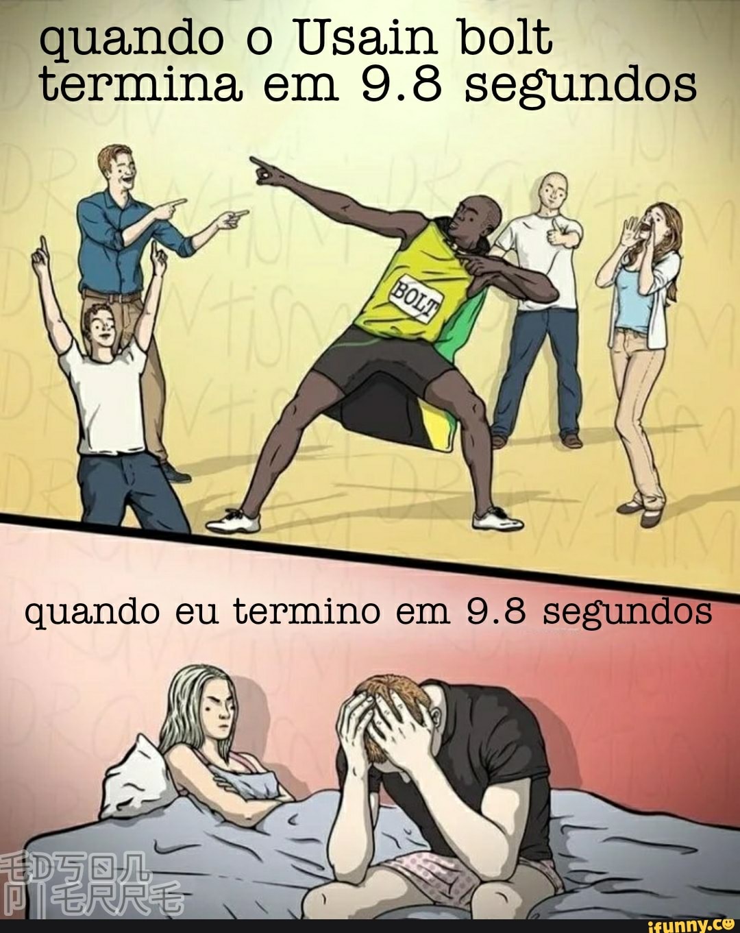 quando o Usain bolt termina em 9.8 segundos