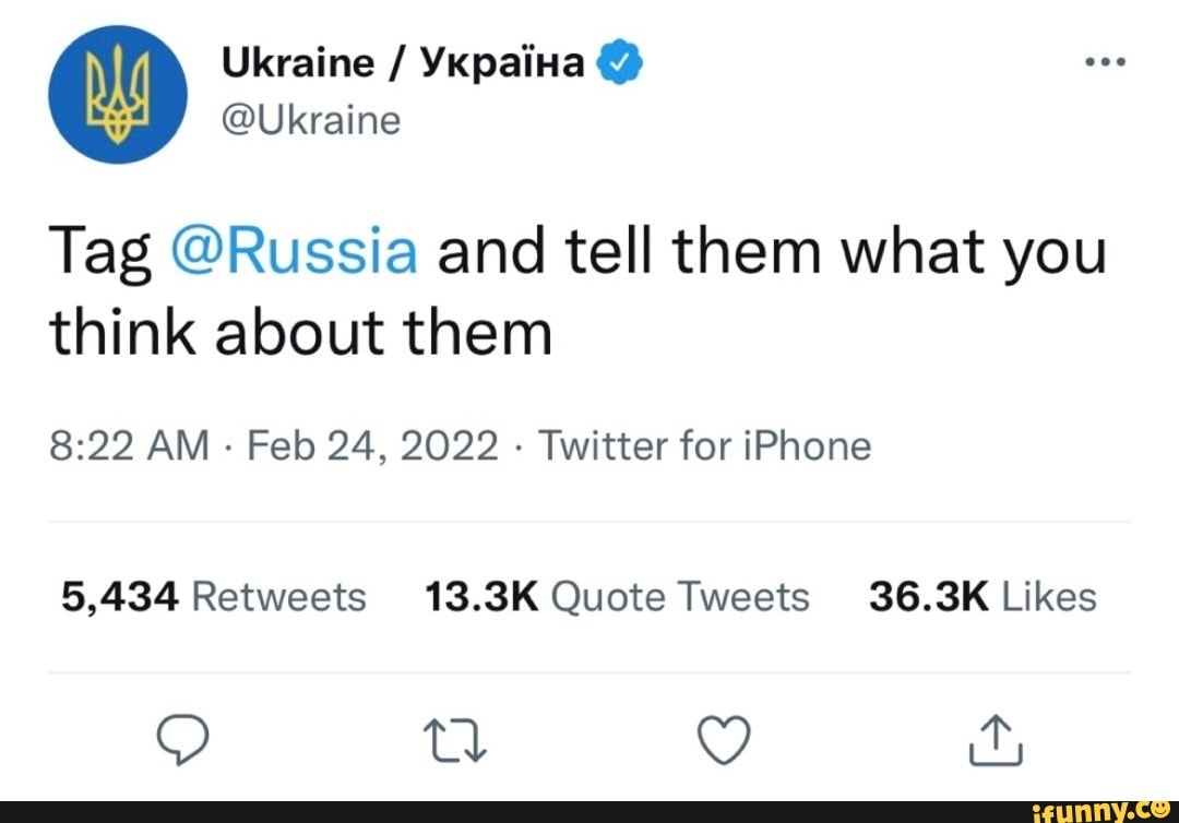 Ukraine / Ykpaina @Ukraine Tag @Russia and tell them what you think ...