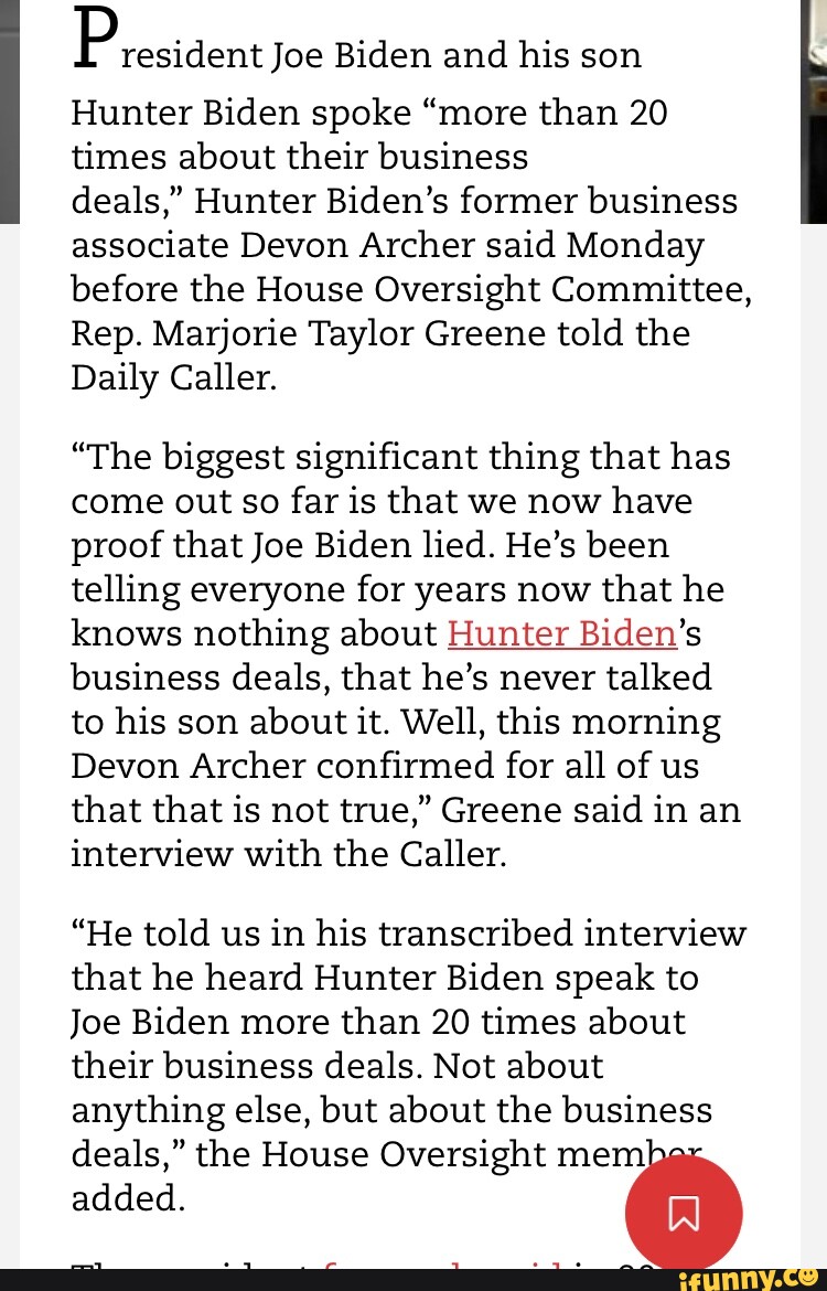 President Joe Biden And His Son Hunter Biden Spoke "more Than 20 Times ...