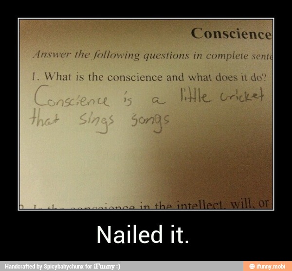 Conscience
er
the following questions in complete sent
What is the conscience and what does it do
Nailed it. - Nailed it.