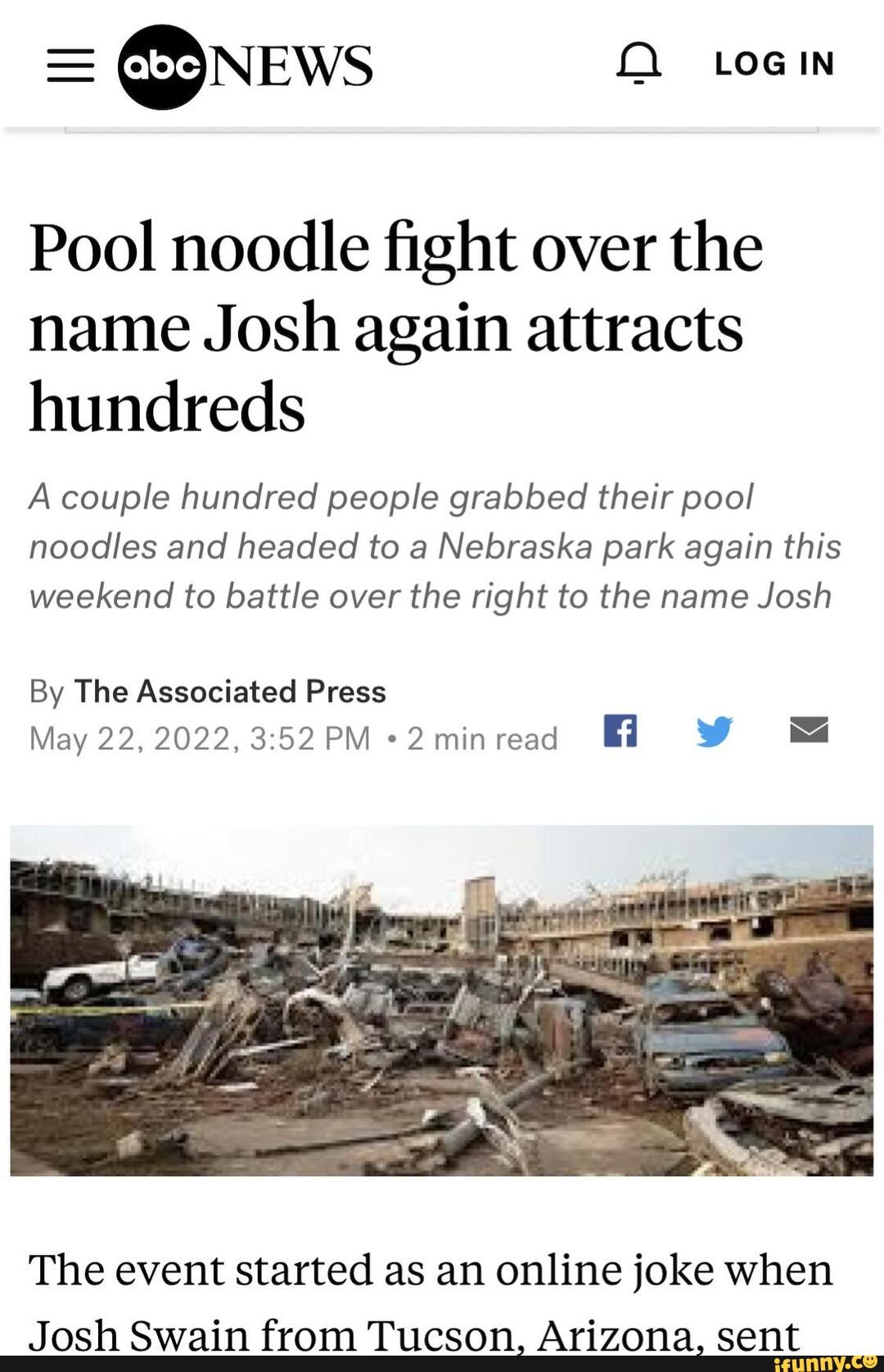 = news Pool noodle fight over the name Josh again attracts hundreds A