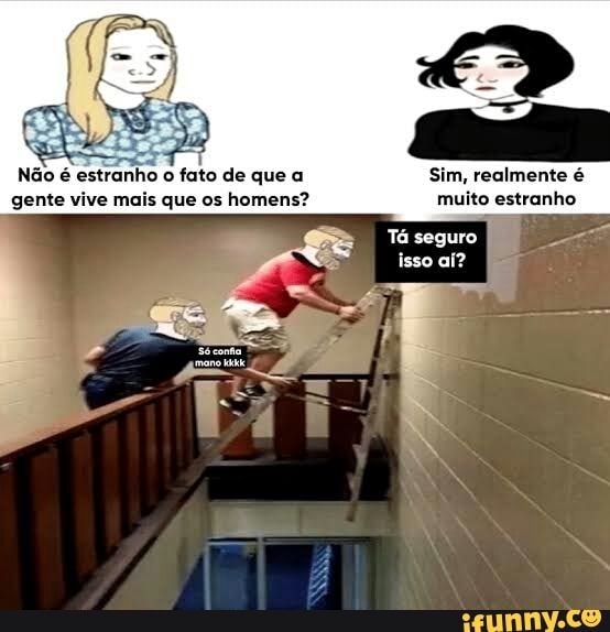 Não é estranho o fato de que a Sim, realmente é gente vive mais que os homens? muito estranho
Tá seguro I
isso aí?