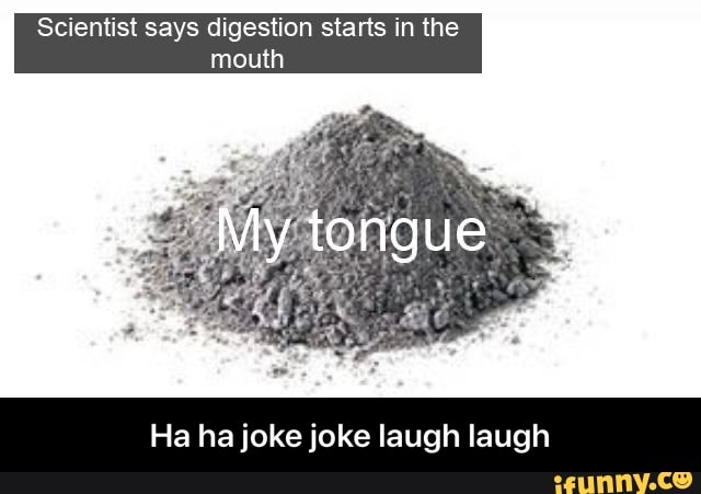 Scientist says digestion starts in the
mouth
Ha ha joke joke laugh laugh - Ha ha joke joke laugh laugh