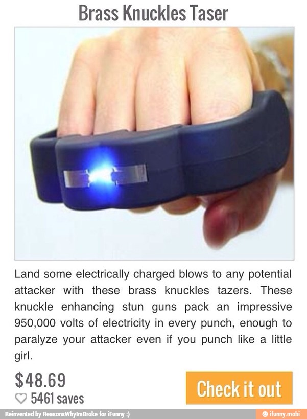 Brass Knuckles Taser Land some electrically charged blows to any potential attacker with these
