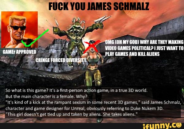 So what is this game? It's a first-person action game, ina true world.
But the main characteris a female. Why?
"it's kind of a kick at the rampant sexism in some recent games," said James Schmalz, character and game designer for Unreal, obviously referring to Duke Nukem
This girl doesn't get tied up and taken by aliens. She takes alien: