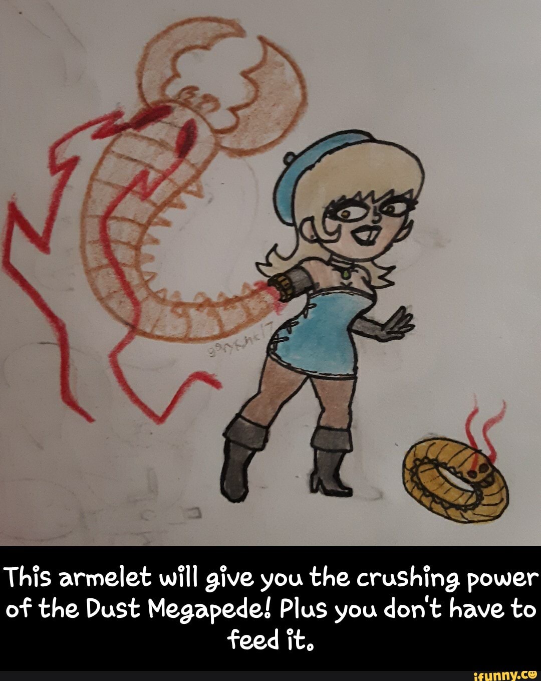 This armelet will give you the crushing power of the Dust Megapede! Plus you don't have to feed it. - This armelet will give you the crushing power of the Dust Megapede! Plus you don't have to feed it.