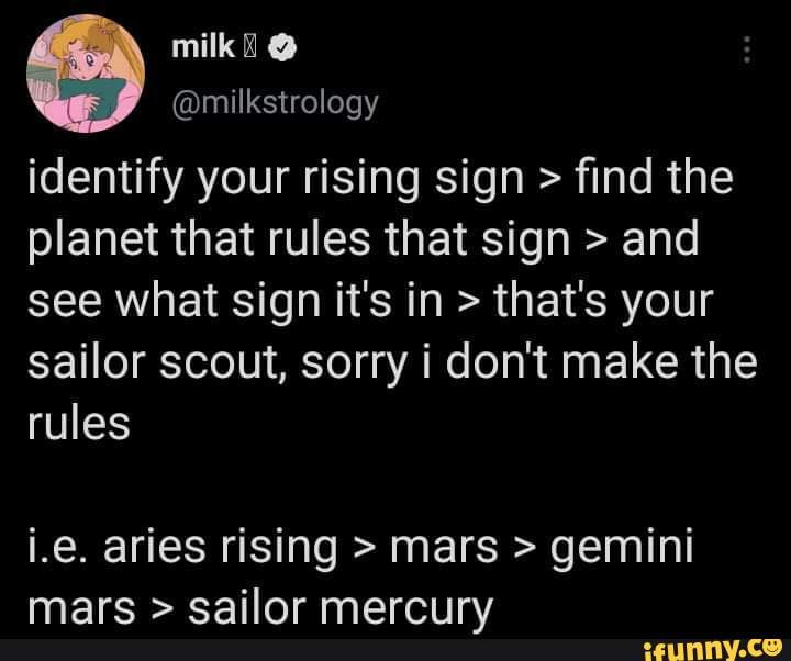 milkstrology identify your rising sign > find the that rules
