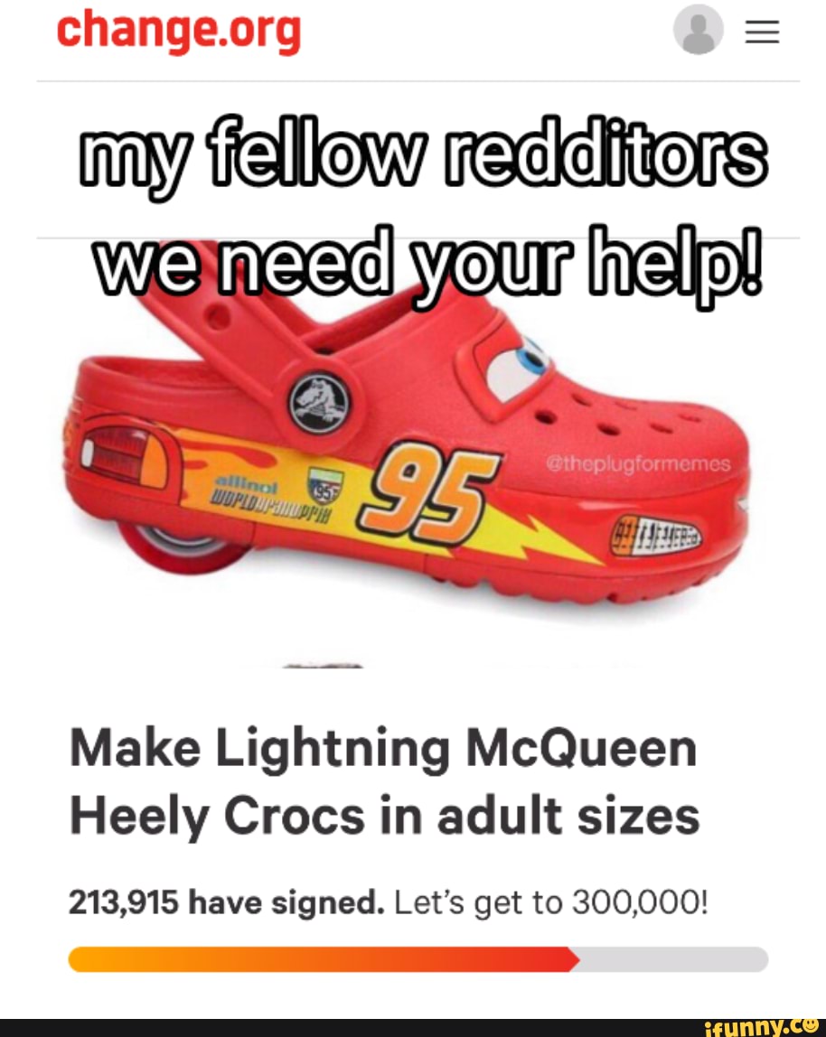 make lightning mcqueen crocs in adult sizes